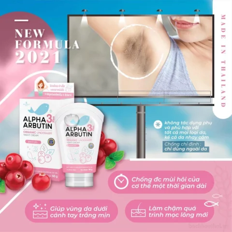 Kem trị thâm nách Alpha Arbutin 3 plus Organic Thái Lan (Mẫu mới Extra 3% Vitamin B3 Collagen)